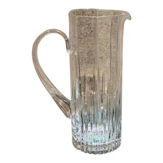 Mid Century Sculptural Modern Cut Glass Crystal Pitcher Arctic Lights Mikasa For Sale