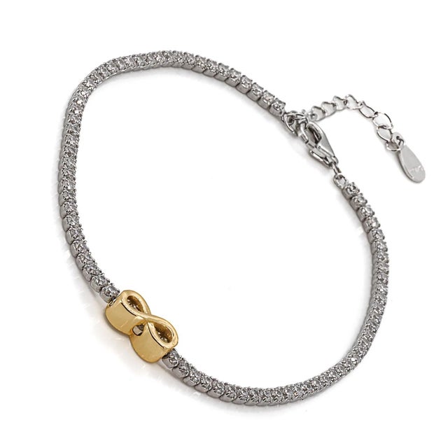 Early 21st Century Diamond Tennis Bracelet With Infinity Charm For Sale - Image 5 of 7