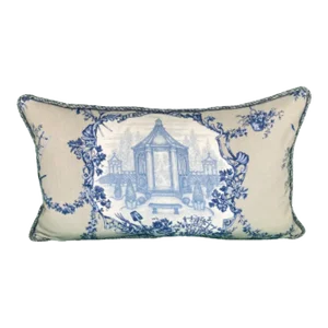 Garden Gazebo Toile Rectangle Decorative Pillow With Down Feather Insert