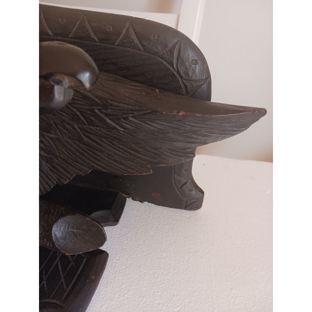 Eagle Wall Bracket Antique Black Forest Carved Glass Eye For Sale - Image 4 of 11