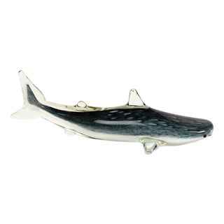Decorative Glass Wildlife Blue Shark Figurine, Small For Sale