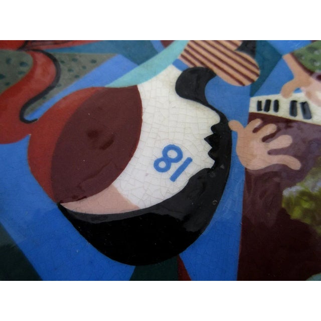 Large artist made box with ebonized wood surround hosting central ceramic still life. Surreal in mood the image is a woman...