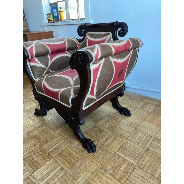 Mid 19th Century Antique Empire Style Mahogany Carved Clawfoot Armchair For Sale - Image 4 of 11