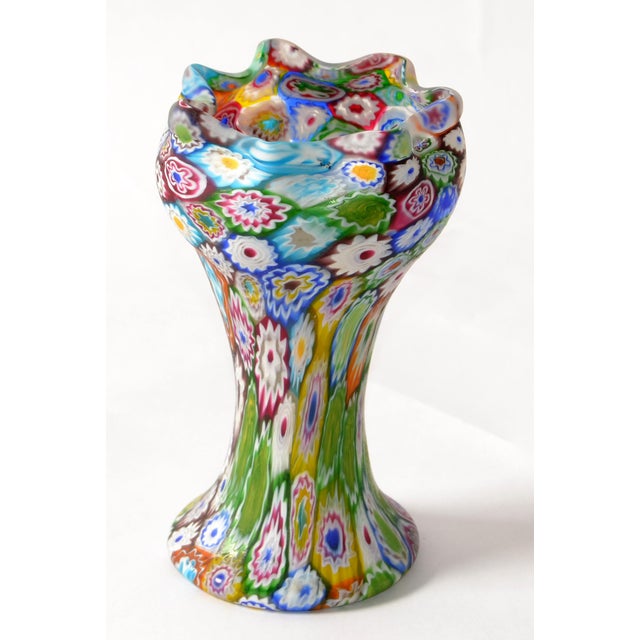 Mid 20th Century 1960s Italian Blown Glass Colorful Millefiori Vase Mid-Century Modern Boho Chic For Sale - Image 5 of 13