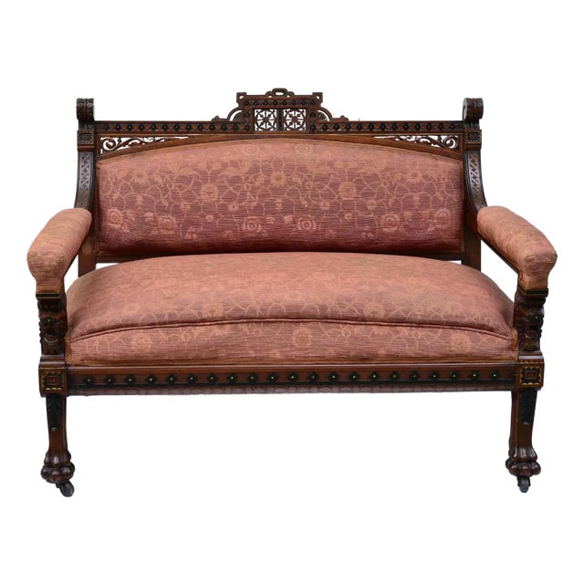 Attributed to Daniel Pabst, Aesthetic Movement Settee, Philadelphia, Circa 1885 For Sale