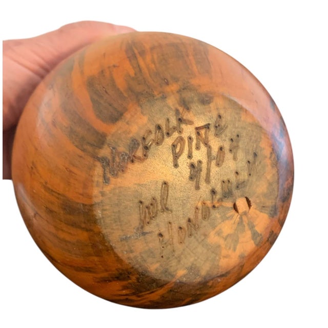 Contemporary 2004 Norfolk Island Pine Wood Bowl Hawaii Woodturner Signed and Dated For Sale - Image 3 of 8