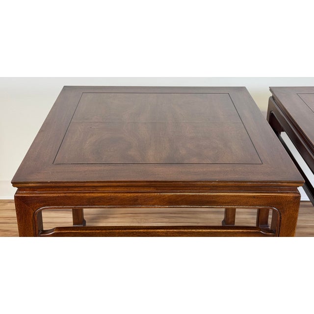 Brown Vintage MCM Henredon Ming Style Side Table Pair For Sale - Image 8 of 15