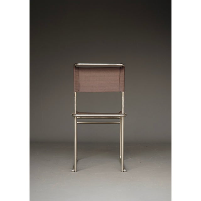 B40 Dining Chairs in Nickel-Plated Tubular Steel and Eisengarn Fabric by Marcel Breuer for Tecta, 1980s, Set of 4 For Sale - Image 16 of 18