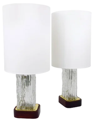 Austrian Ice Glass Table Lamps by J. T. Kalmar for Kalmar, 1950s, Set of 2