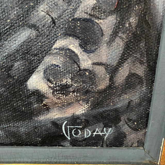 Vintage 1958 Portuguese Portrait Original Oil Painting of a Woman For Sale - Image 10 of 12