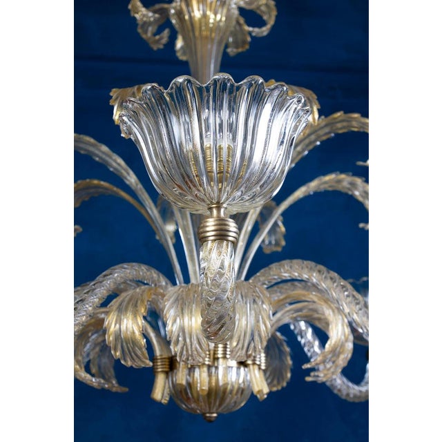 Art Deco Mounted Murano Glass Chandelier by Ercole Barovier, 1940 For Sale - Image 4 of 17