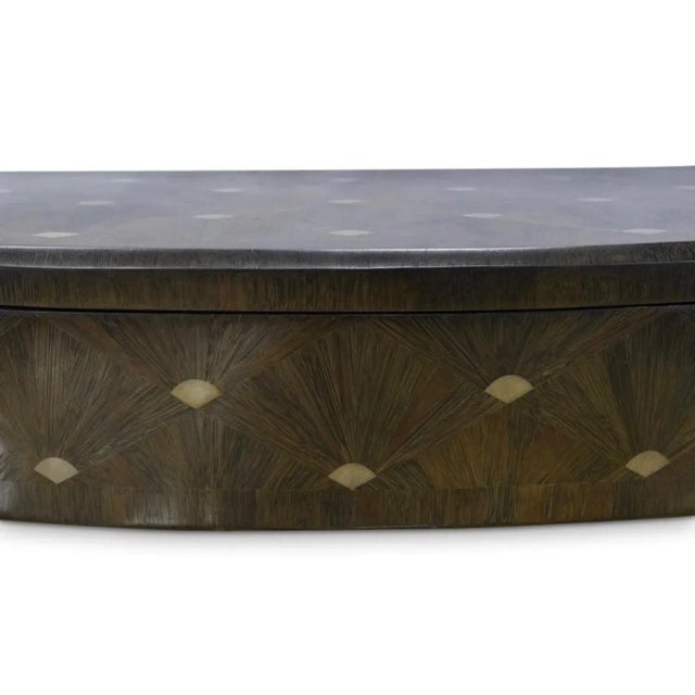 Ron Seff Ron Seff Raffia Marquetry Floating Console For Sale - Image 4 of 6