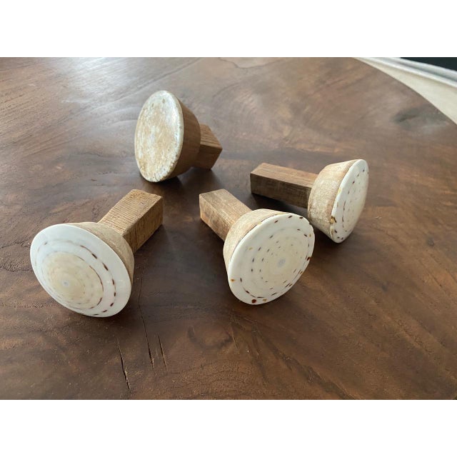 Contemporary Andrianna Shamaris Shell and Teak Wood Door Knob For Sale - Image 3 of 18