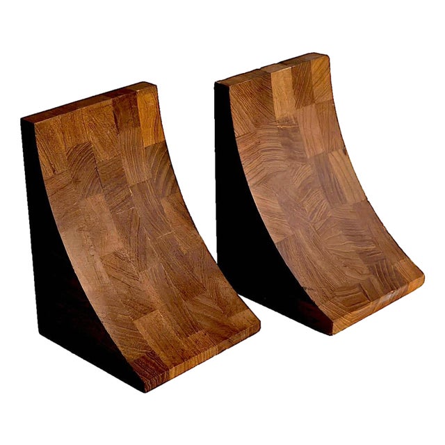 1960s Brostrom Danish Teak Wood Bookends, a Pair For Sale