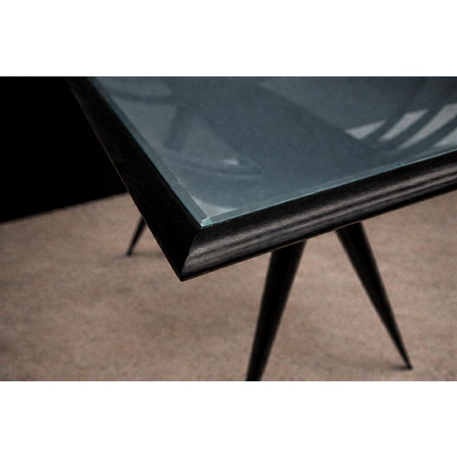 Ebony Side Table in Hardwood & Glass, Giuseppe Scapinelli, 1950s For Sale - Image 8 of 8