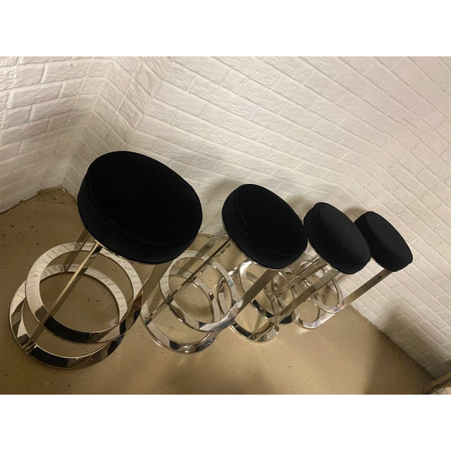 Worlds Away Worlds Away Chrome and Black Velvet Bar Stool For Sale - Image 4 of 6
