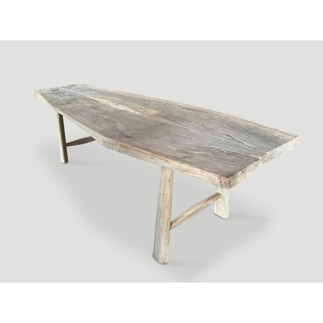 Andrianna Shamaris Century Old Teak Wood Dining Table For Sale - Image 4 of 6