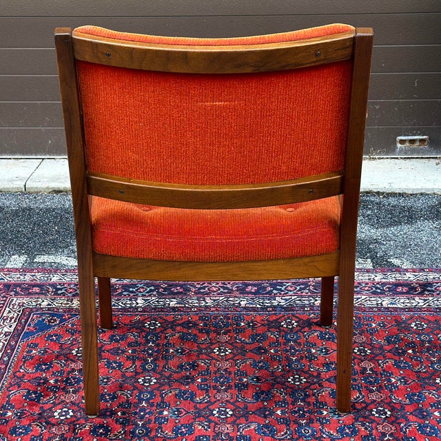 Mid 20th Century Mid-Century Modern Signed Gunlocke Sculpted Walnut Armchair For Sale - Image 5 of 12