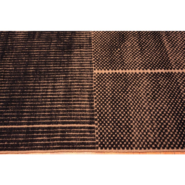 A Bold Oversized Rich Earthly Charcoal Brown and Touches of Cream Color Tribal Geometric Design Modern Area Rug, Country...