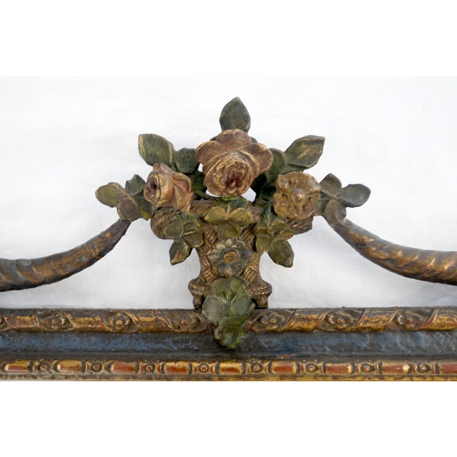 Carved & Painted Floral Pattern Frame Rectangle Decorative Wall Mirror For Sale - Image 9 of 14