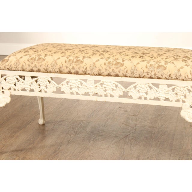 Early 20th Century English Style Painted and Upholstered Cast Iron Bench For Sale - Image 11 of 13