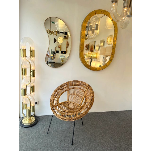 Metal Pair of Brass Free Form Haricot Mirror. Italy, 1950s For Sale - Image 7 of 12