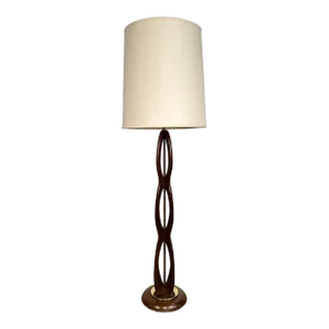 Mid Century Modern Modeline Sculpted Walnut Floor Lamp