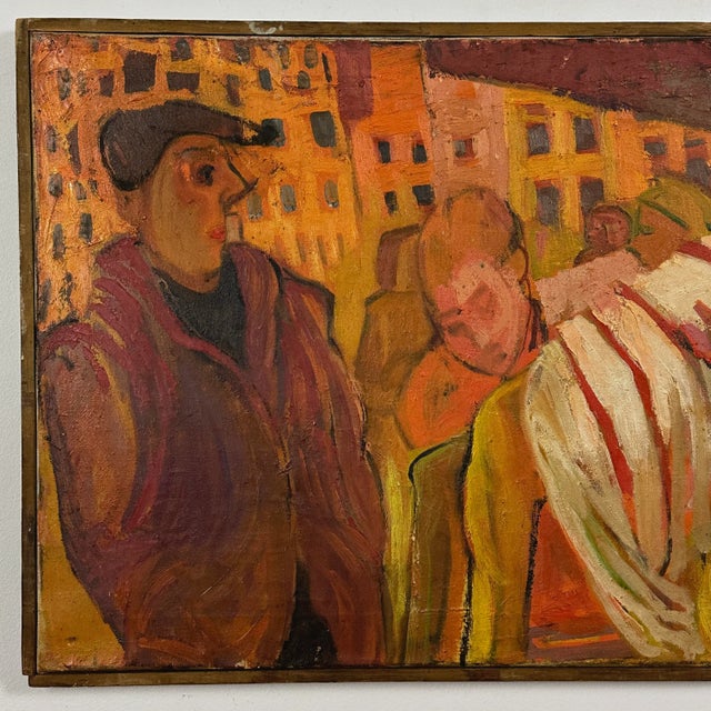 1940s Vintage Modernist Figurative Painting of the Crucifixion, Framed (Oil on Canvas)/Picasso For Sale - Image 5 of 10