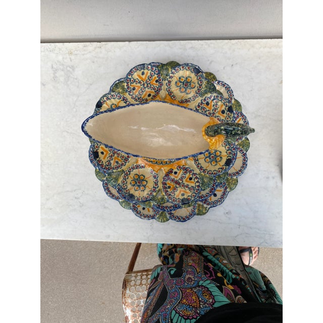 Rustic French Faience Server Oyster Henriot Quimper Circa 1920 For Sale - Image 3 of 7