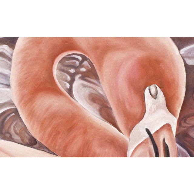 2000s "Flamingo" Large Gallery Wrapped Oil Painting by Judith Moore For Sale - Image 4 of 9
