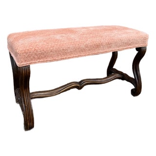 Antique French Bench With New Upholstery For Sale