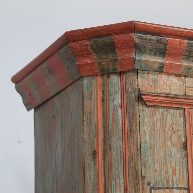 Large Rustic Farmhouse Folk Art Painted Bridal Cabinet dated 1806 For Sale - Image 16 of 18