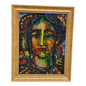 Framed Mosaic Glass Portrait of a Woman