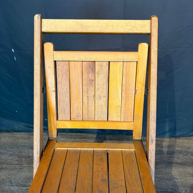 Tan Midcentury Vintage Wooden Stackable Folding Chairs From Maine -Set of 12 For Sale - Image 8 of 9