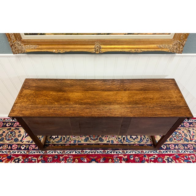 Antique English Jacobean Console Buffet Sideboard Sofa Table Oak c.1930s For Sale - Image 17 of 17