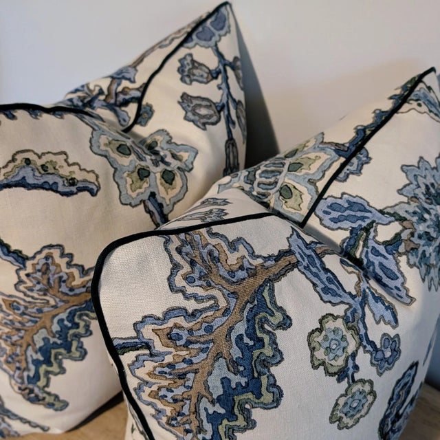 Cowtan & Tout Aubury Aqua 22" Pillows With Viridian Green Cord For Sale In Greensboro - Image 6 of 9