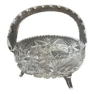 Antique Eapg Cut Glass Basket or Bowl, American Brilliant Period