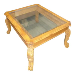 Vintage Golden Brown Coffee Table Cocktail Table W Beveled Glass Top ~ Cravings