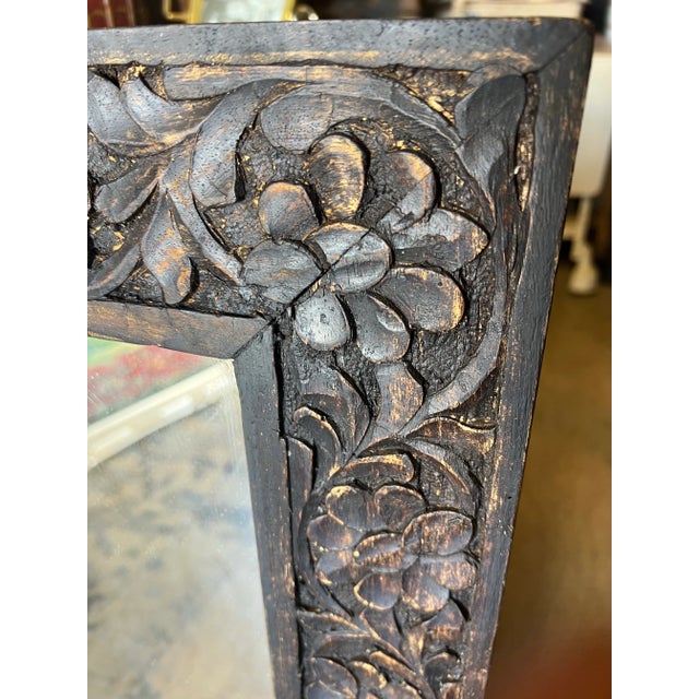 Mid 20th Century Vintage Wood Carved Mirror For Sale - Image 5 of 7