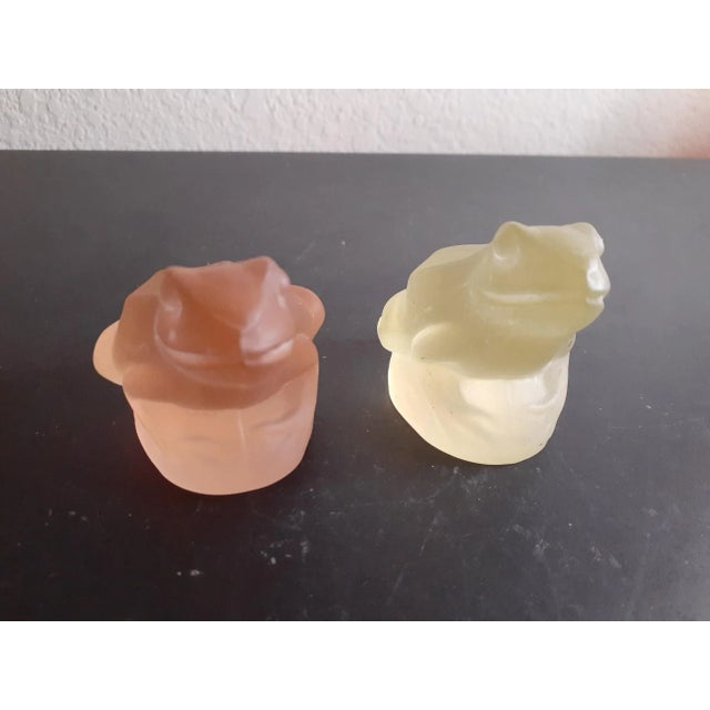 1970s Pair of Bohemia Glass Czech Republic Satin Glass Frog Figurines For Sale In Dallas - Image 6 of 6