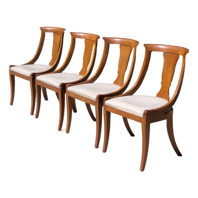 4 Mid 20th Century Baker Style Dining Chairs Regency Klismos Style For Sale