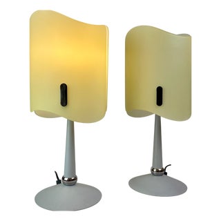 Vintage Italian Opaline Table Lamps, 1990s, Set of 2 For Sale