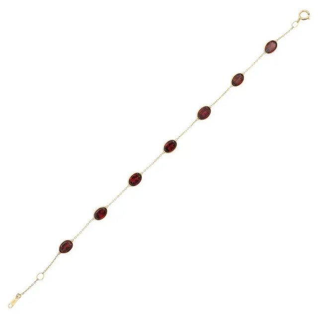Not Yet Made - Made To Order 18 Karat Yellow Gold Garnet Chain Bracelet For Sale - Image 5 of 8