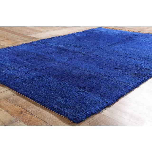 Blue Vintage Blue Beni Mrirt Moroccan Rug - 06'01 X 09'03 For Sale - Image 8 of 10