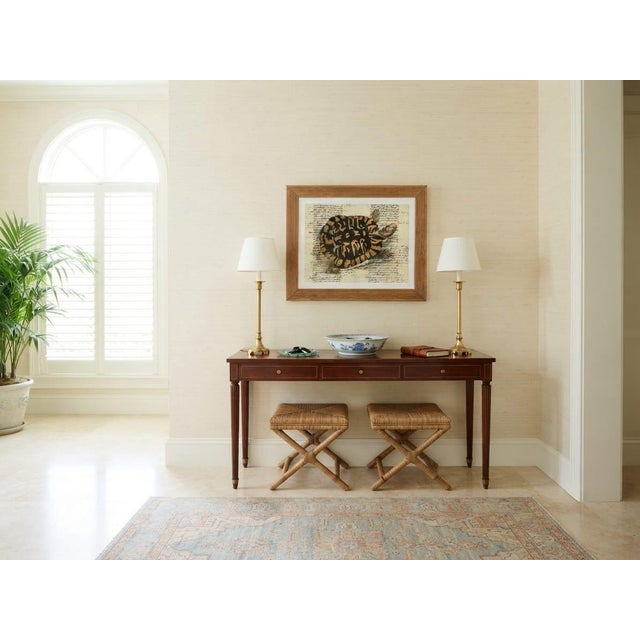 Vintage Tortoise & Manuscript Botanical-Style Art Print in Reeded Wood Frame For Sale - Image 12 of 12