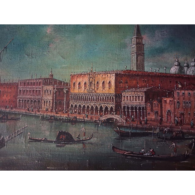 Traditional Vintage Venetian Lagoon and Grand Canal Architectural Oil Painting For Sale - Image 3 of 8
