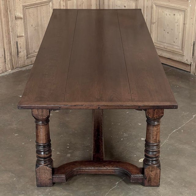 18th Century English Oak Trestle Dining Table With Turned Supports For Sale - Image 14 of 17