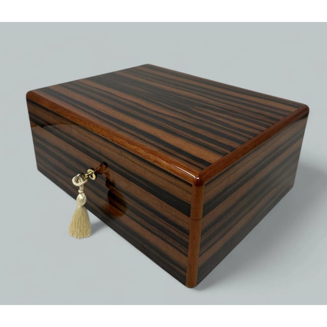 Mahogany Wood Vintage Handmade Jewelry Casket Box Manning of Ireland Irish New For Sale - Image 6 of 10