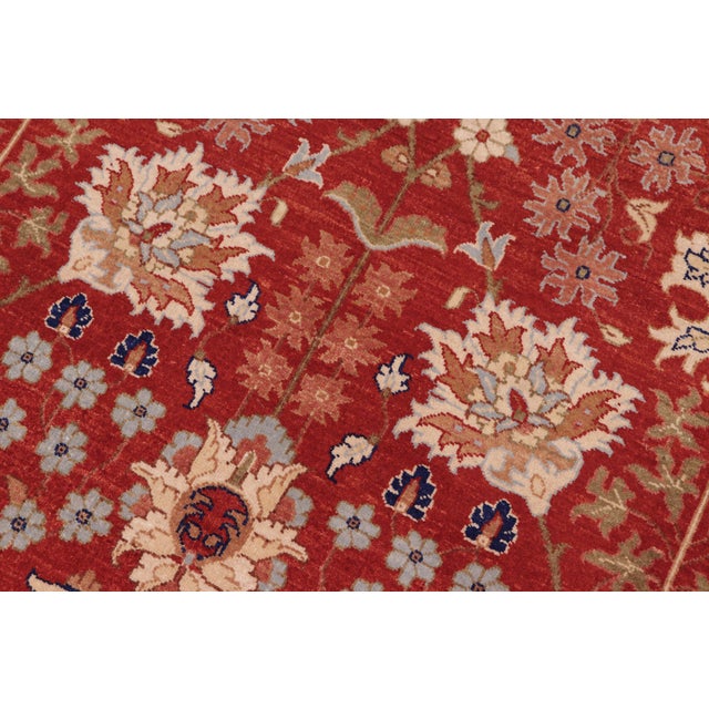Textile Shabby Chic Red/Ivory Wool Rug - 8'2'' X 10'3'' For Sale - Image 7 of 10