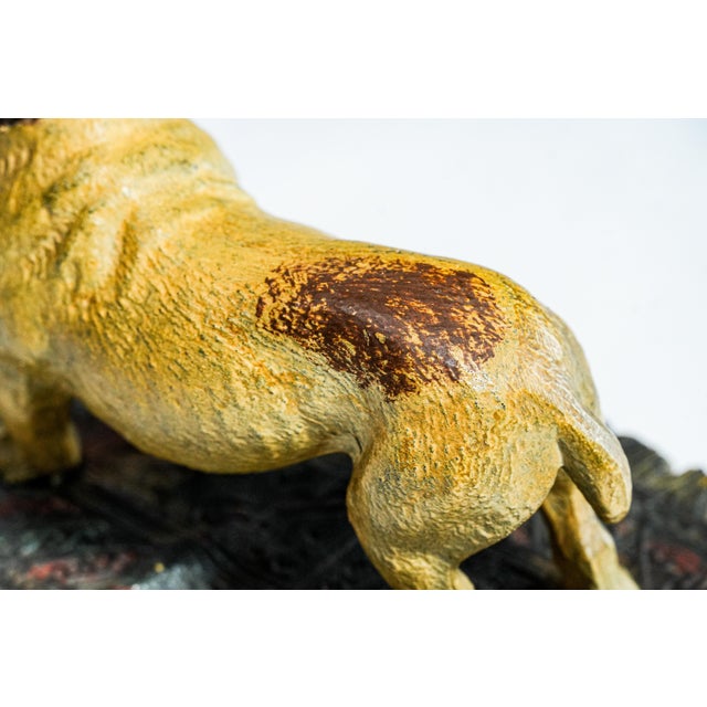 English Bulldog Figurine Antique Cold Painted Metal Dog Rug Statue Sculpture For Sale - Image 9 of 13